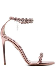 Aquazzura sandales Love Link 115 mm à ornements en cristal - Rose