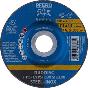 PFERD 62011630 E 115-1,9 PSF DUO STEELOX Afbraamschijf gebogen Diameter 115 mm Boordiameter 22.23 mm 10 stuk(s)