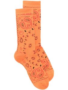 Alanui chaussettes nervurées à logo brodé - Orange