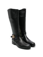 Balmain Kids bottines en cuir à plaque logo - Noir