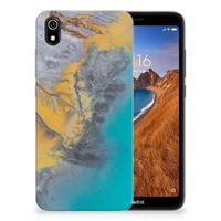 Xiaomi Redmi 7A TPU Siliconen Hoesje Marble Blue Gold - thumbnail