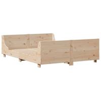 vidaXL Bedframe met hoofdbord massief grenenhout 135x190 cm, bed, slaapkamermeubel, houten bed, tweepersoonsbed, houten bedframe, bedbodem