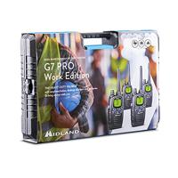 Midland G7 Pro PMR446 en LPD-radioapparatuur 4-delige kofferset, C1090.19, met VIBRACALL- en handsfree functie, incl. duostandlader duostandlader en MA 24 L headsets zwart 16 kanalen