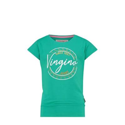 Vingino T-shirt Harper met logo donker mintgroen