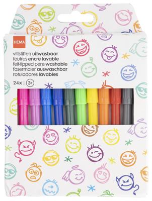 HEMA Viltstiften Uitwasbaar - 24 Stuks HEMA Viltstiften Uitwasbaar - 24 Stuks
