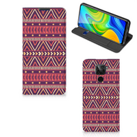 Xiaomi Redmi Note 9 Hoesje met Magneet Aztec Paars - thumbnail