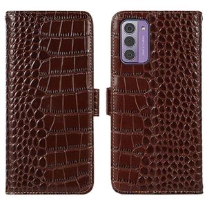 Nokia G42 Crocodile Series Wallet Leren Hoesje met RFID - Bruin