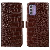 Nokia G42 Crocodile Series Wallet Leren Hoesje met RFID - Bruin