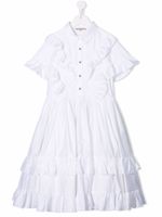 ELIE SAAB JUNIOR robe-chemise mi-longue à volants - Blanc