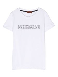 Missoni Kids t-shirt en coton à logo strassé - Blanc