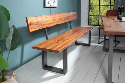 Eetkamerbank Genesis Natuur 200cm Massief Acacia Hout Met Rugleuning - 38034