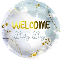 Folieballon &apos;Welcome Baby Boy&apos; Blauw (45cm) - thumbnail