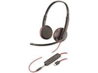 Plantronics Blackwire C3225 Stereo-headset met USB-A en 3,5 mm aansluiting, ruisonderdrukking, soundguard en flexibele microfoonarm, zwart
