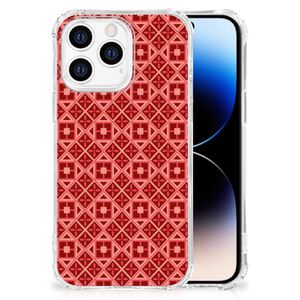 iPhone 14 Pro Doorzichtige Silicone Hoesje Batik Rood