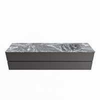 MONDIAZ VICA-DLUX 200cm badmeubel onderkast Dark grey 4 lades. Inbouw wastafel CLOUD rechts zonder kraangat, kleur Lava. - thumbnail