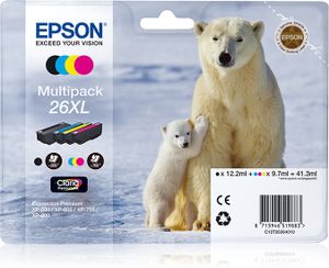 Huismerk Epson 26XL (T2636) Inktcartridges Multipack (2x zwart + 3 kleuren)