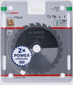 Bosch Accessories Bosch Power Tools 2608837668 Hardmetaal-cirkelzaagblad 136 x 20 mm Aantal tanden: 24 1 stuk(s)