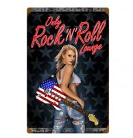 Only Rock 'N' Roll Lounge Pin-Up Zwaar Metalen Bord