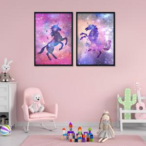 Poster - Eenhoorn - Roze en Blauw / Set van 2