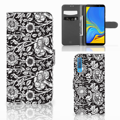 Samsung Galaxy A7 (2018) Hoesje Black Flowers Samsung Galaxy A7 (2018) Hoesje Black Flowers
