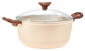 Sambonet Braadpan Rock &apos;n&apos; Rose - Creme - ø 24 cm / 4.5 liter - standaard anti-aanbaklaag