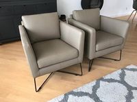 Set van 2 leren fauteuils met kruisframe - bruin leer - Echt leer, Modern, ontdek de vele Leersoorten en Kleuren bij ShopX - thumbnail