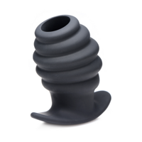 XR Brands Hive Ass Tunnel - Silicone Ribbed Hollow Anal Plug - Large - thumbnail