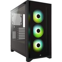 Corsair iCUE 4000X RGB Mid-Tower ATX-Behuizing van Gehard Glas (Zij-en Voorpanelen van Gehard Glas, RapidRoute-kabelbeheersysteem, Ruime Binnenkant, Inclusief Drie RGB-Fans van 120 mm) Zwart