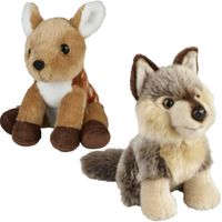 Knuffeldieren set wolf en hertje pluche knuffels 18 cm - thumbnail