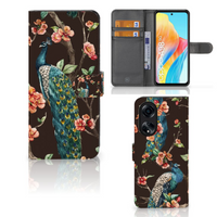 OPPO A98 5G Telefoonhoesje met Pasjes Pauw met Bloemen