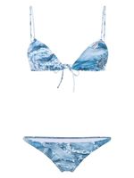 Natasha Zinko bikini à imprimé jean - Bleu - thumbnail