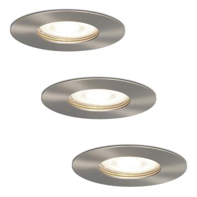 Set van 3 Bari LED inbouwspots - 5 Watt 400 lumen - 4000K neutraal wit - GU10 - Dimbaar - Rond - IP65 waterdicht - RVS - Voor binnen, buiten en badkamer
