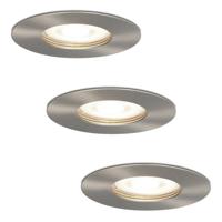 Set van 3 Bari LED inbouwspots - 5 Watt 400 lumen - 4000K neutraal wit - GU10 - Dimbaar - Rond - IP65 waterdicht - RVS - Voor binnen, buiten en badkamer