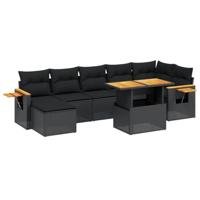 vidaXL 8-delige Loungeset met kussens poly rattan zwart, tuinset, tuinmeubel, terrasset, tuinbank, terrasmeubel, loungebank, loungeset tuin