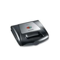 SEVERIN 3-in-1 sandwichmaker broodrooster, verwisselbare platen: Brusselse wafelijzer, grillplaten, sandwichtoasts, anti-aanbaklaag, 1000 W, geborsteld roestvrij staal, zwart, SA 2968