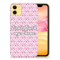 Apple iPhone 11 Silicone-hoesje Flowers Pink DTMP - thumbnail