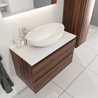 SaniGoods Sally badkamermeubel 80cm donker eiken met Solid Surface waskom ovaal - thumbnail