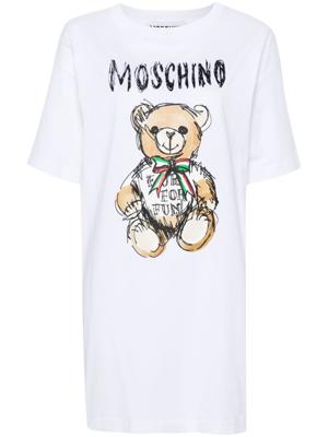 Moschino T-shirtjurk met teddybeerprint - Wit