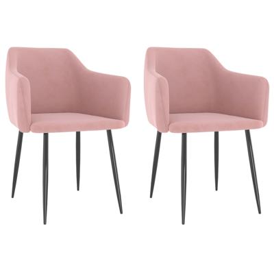 vidaXL Eetkamerstoelen 2 st fluweel roze