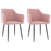 vidaXL Eetkamerstoelen 2 st fluweel roze