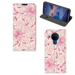 Nokia 5.4 Smart Cover Pink Flowers