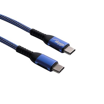 Akyga USB-kabel USB-C stekker, USB-C stekker 1.00 m Blauw AK-USB-37