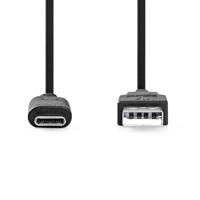 Nedis USB-kabel - USB 3.2 Gen 2 - USB-A stekker - USB-C stekker - 60 W - 10 Gbps - Vernikkeld - 1,00 m - rond - PVC - zwart - label
