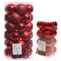 Kerstversiering kunststof kerstballen rood 4-6 cm pakket van 53x stuks - thumbnail