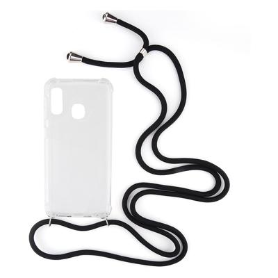 Shop4 - Samsung Galaxy A20e Hoesje - Zachte Back Case met Koord Zwart