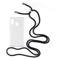 Shop4 - Samsung Galaxy A20e Hoesje - Zachte Back Case met Koord Zwart