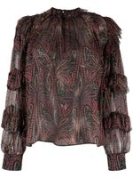 ETRO blouse volantée à motif cachemire - Bleu