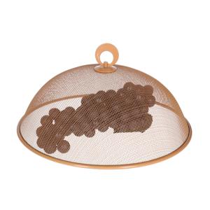 Vliegenkap/voedselkap - rond - D30 x H15 cm - oranje - buiten eten - anti insecten - metaal