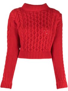 Patou pull en laine mérinos à logo en intarsia - Rouge