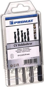 Promat Set houtspiraalboren | d. 3, 4, 5, 6, 7, 8, 9,10 mm | 8 delig | chroom-vanadiumstaal - 4000863717 4000863717